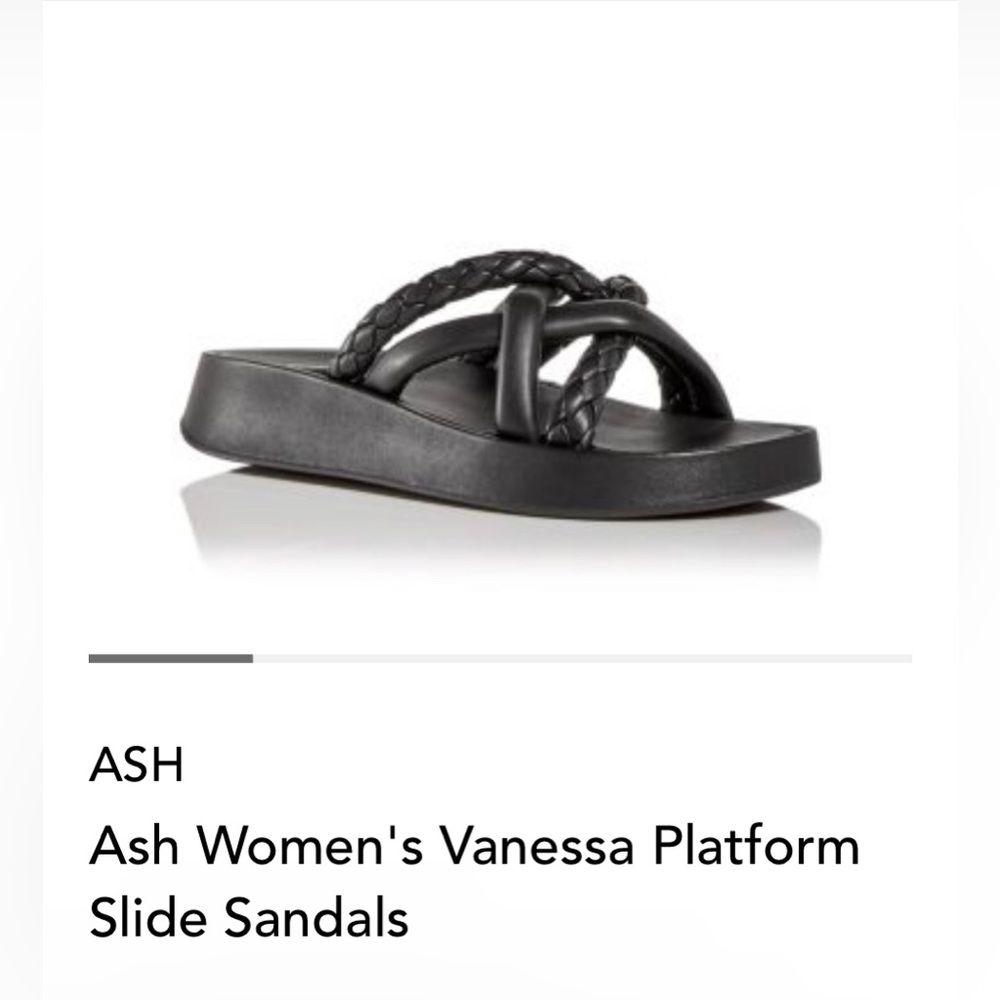 ASH Women’s Vanessa Platform Slide Sandals. Black. NWB. Leather Wrinkles. Size:7